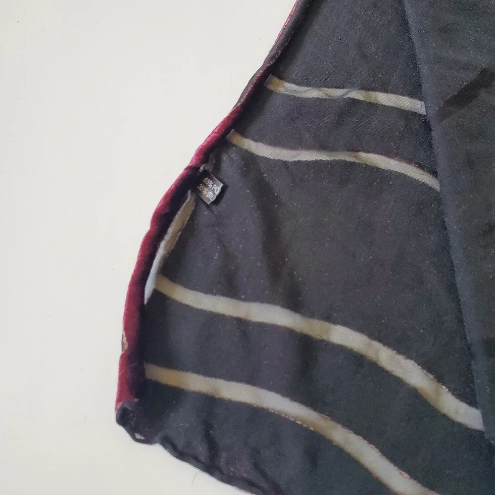 Stitched Velvet Burnout Rectangle Scarf Earthy Jewel Tone‎ Artsy Goth Witchy